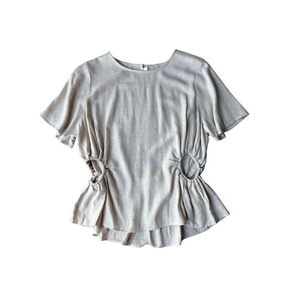 ASOS DESIGN asymmetric top with cut out side detail in stone Size 12 - Picture 5 of 11